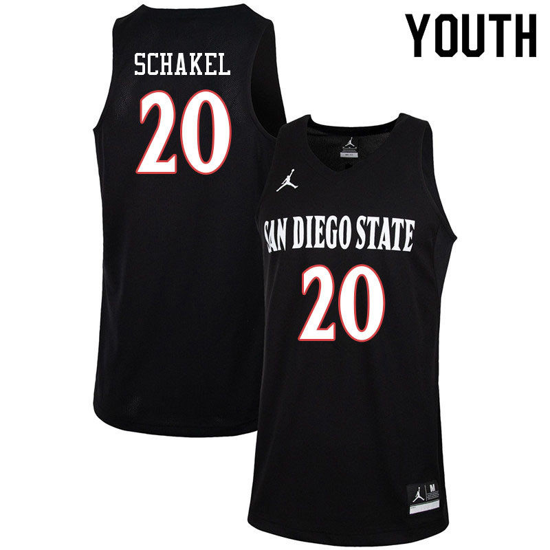 Jordan Brand Youth #20 Jordan Schakel San Diego State Aztecs College Basketball Jerseys-Black